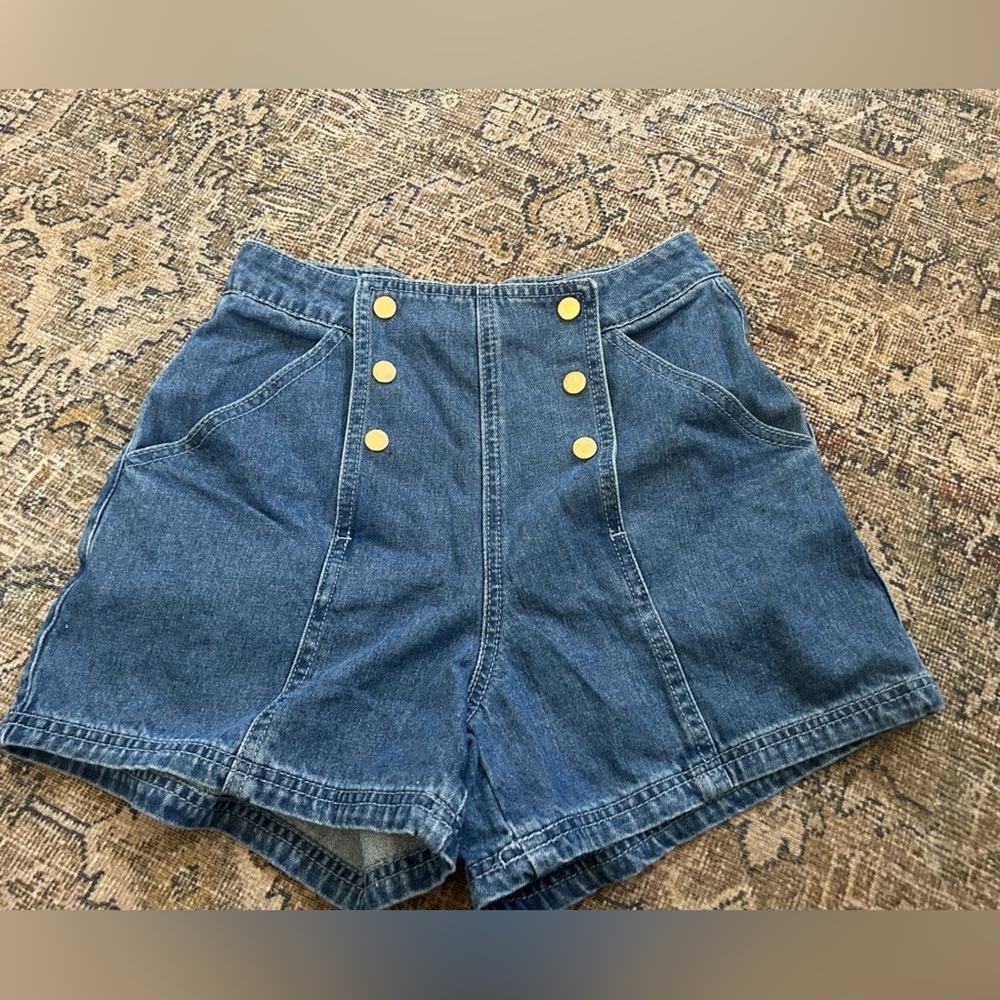 NWOT Amazon Sailor Blue Denim Shorts - Picture 2 of 8